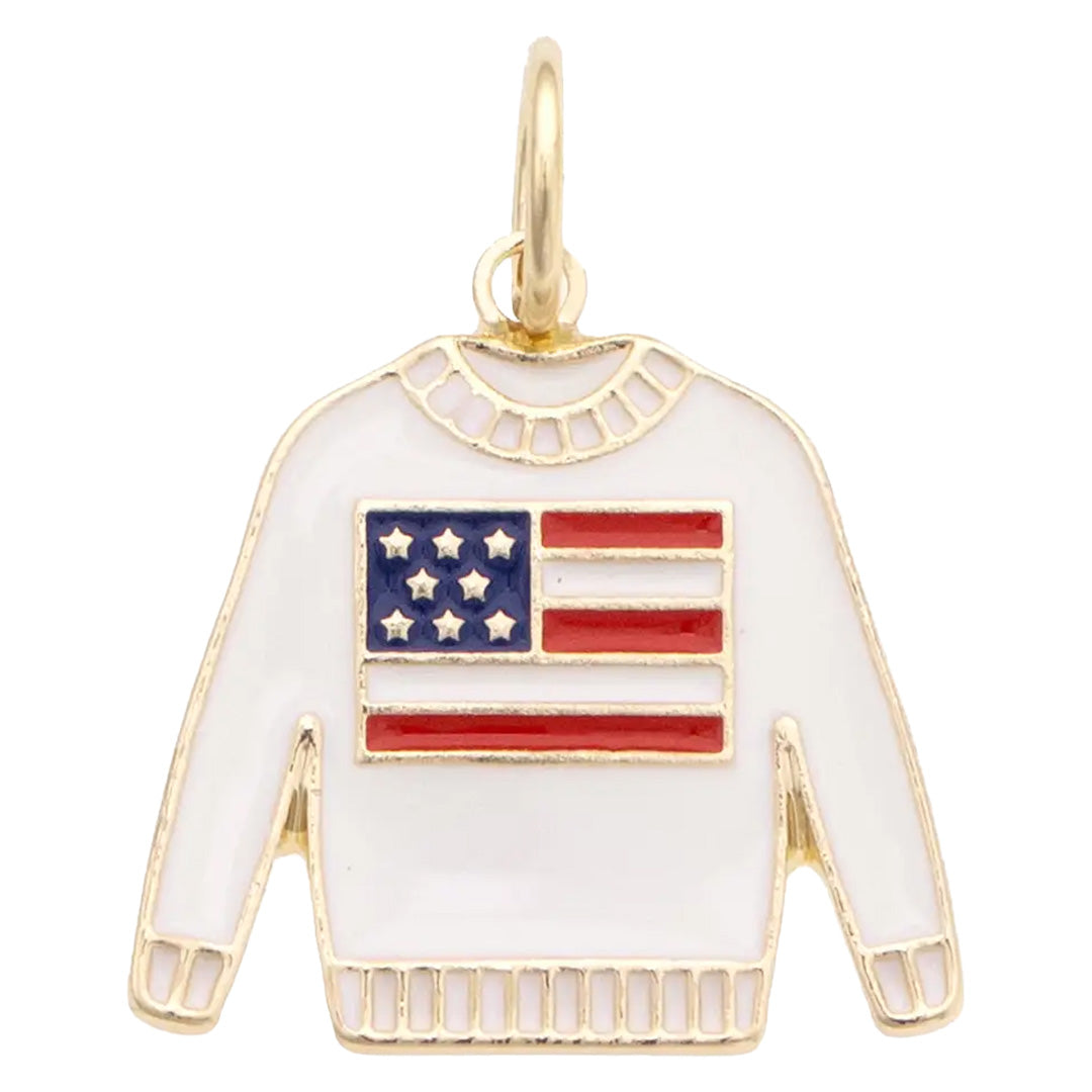 Cuddle Decor American Flag Sweater Charm