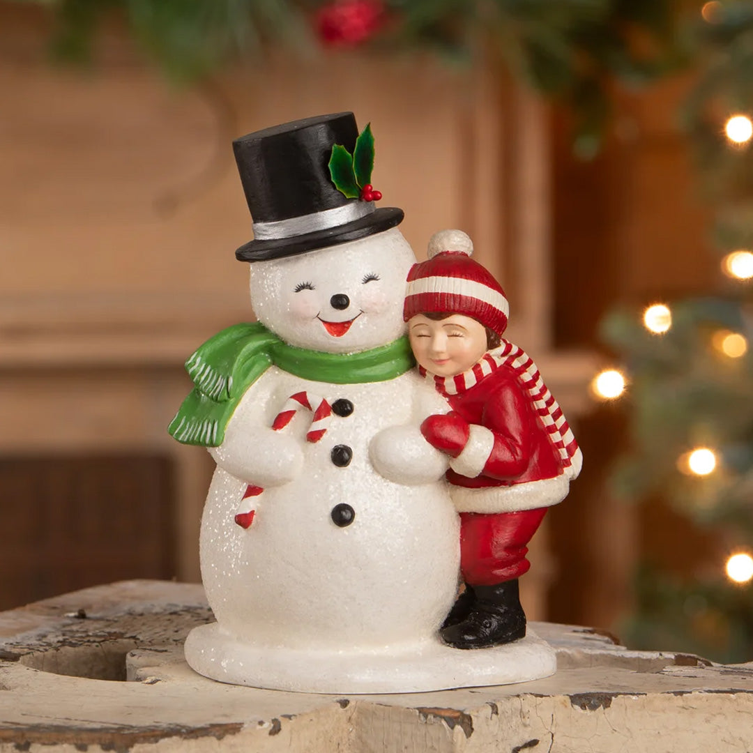 Bethany Lowe Child Hugging Snowman front lifestyle