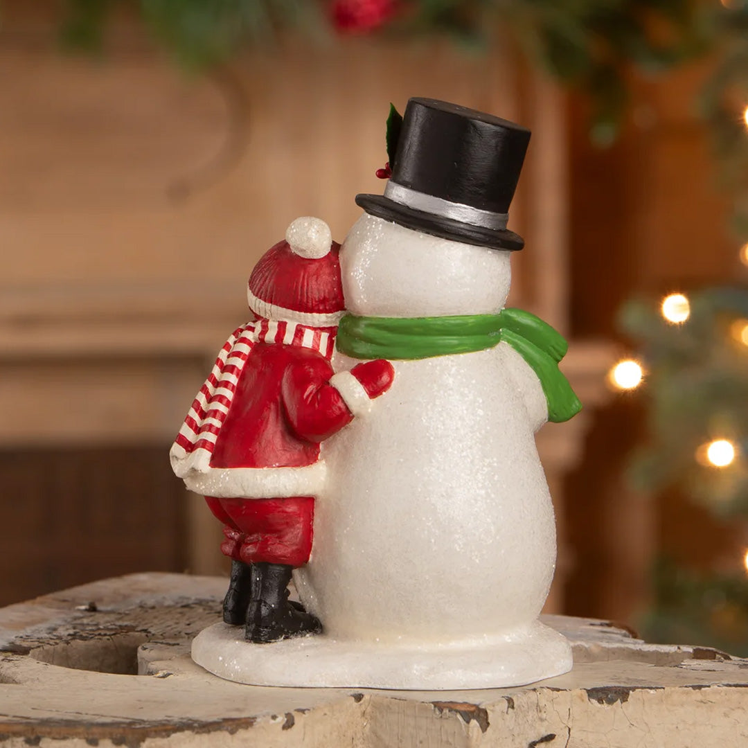 Bethany Lowe Child Hugging Snowman back lifestyle
