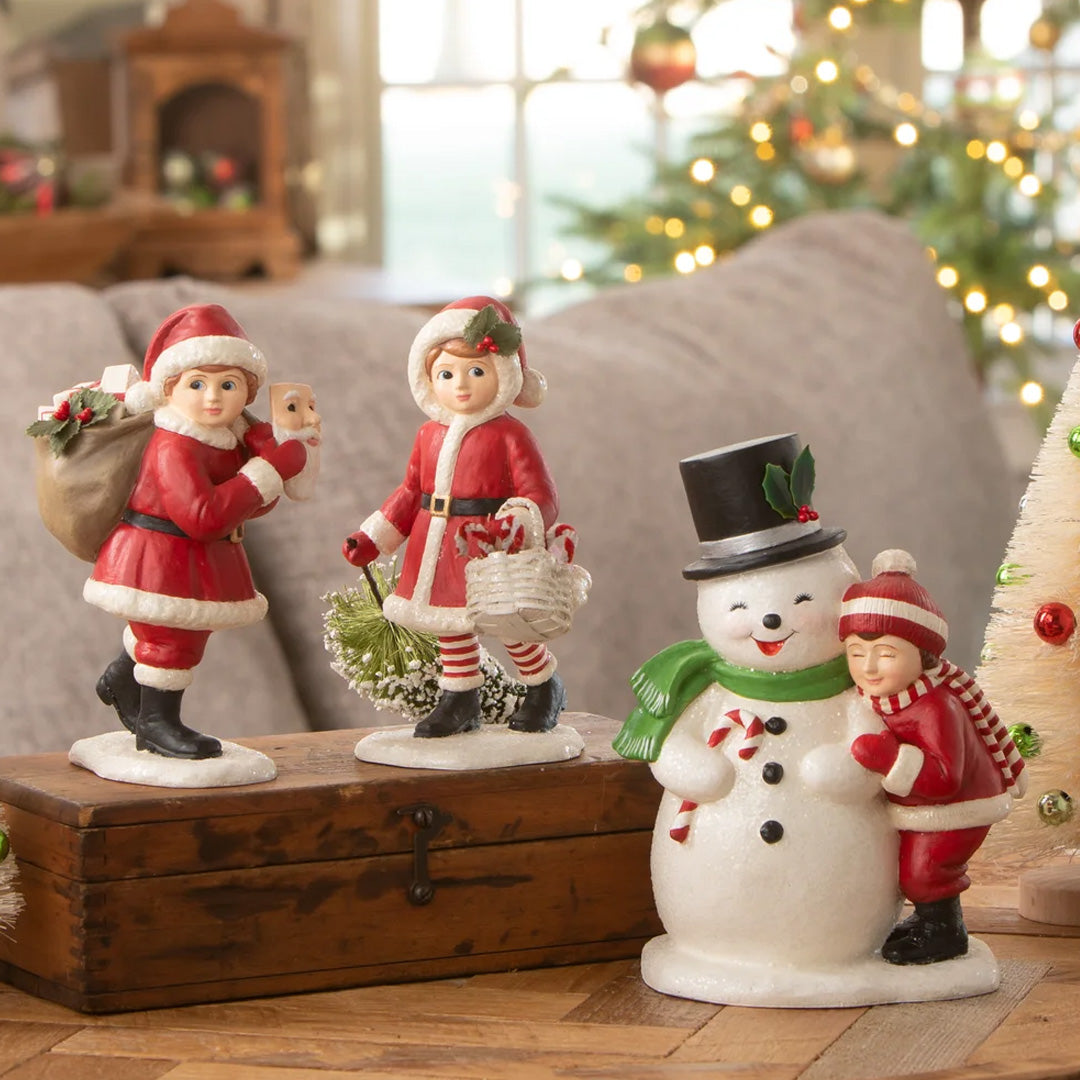 Bethany Lowe Child Hugging Snowman set