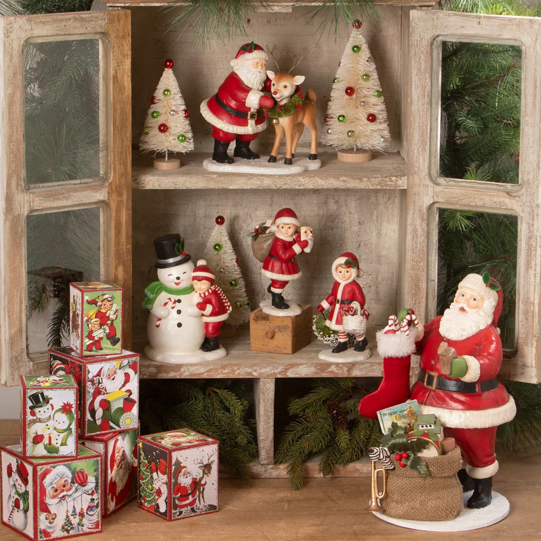 Bethany Lowe Child Hugging Snowman set lifestyle