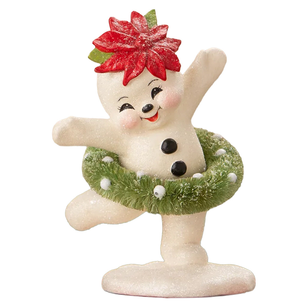 Cuddle Decor Bethany Lowe Dancing Snowman Girl front white