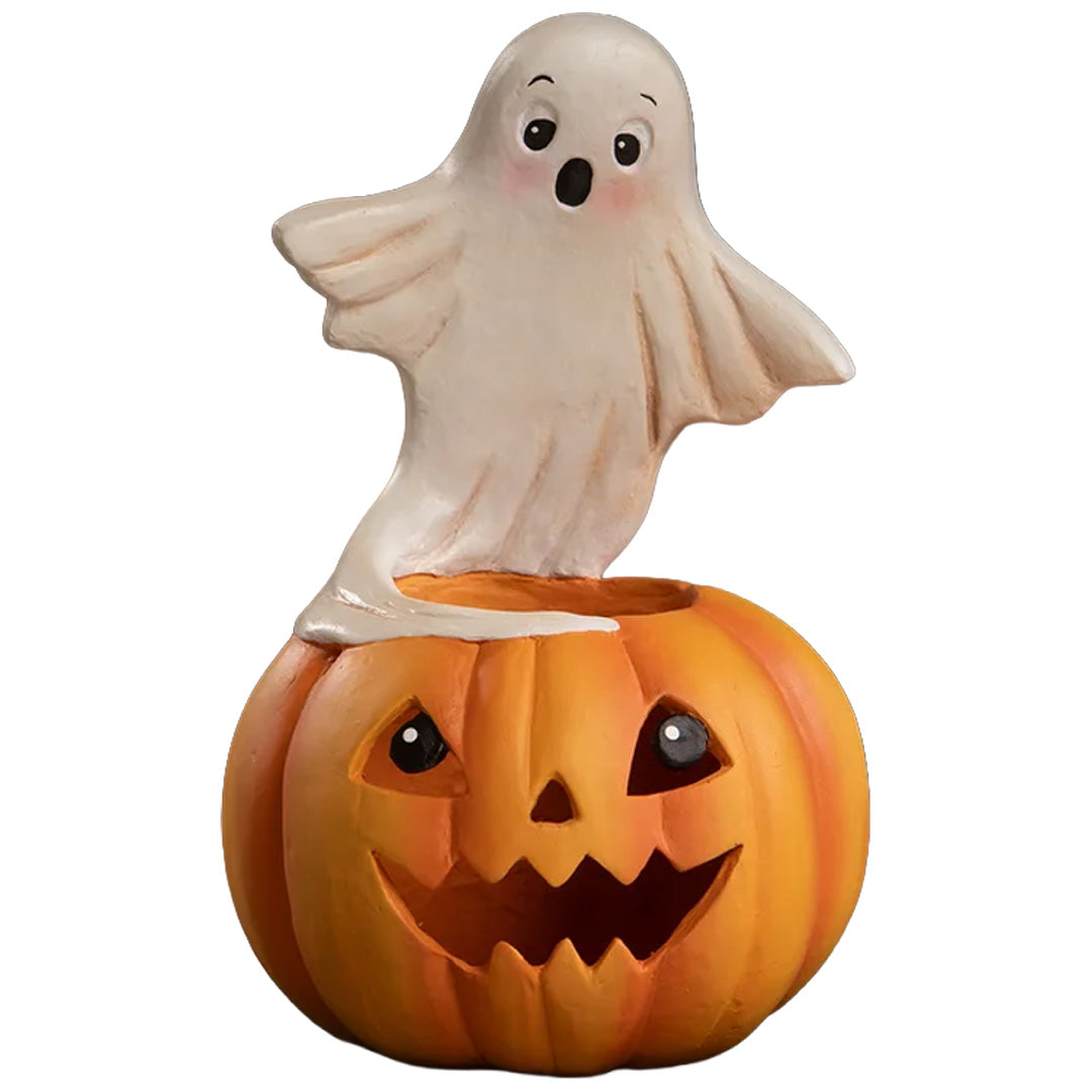 Bethany Lowe Ghost on Jack O Lantern front