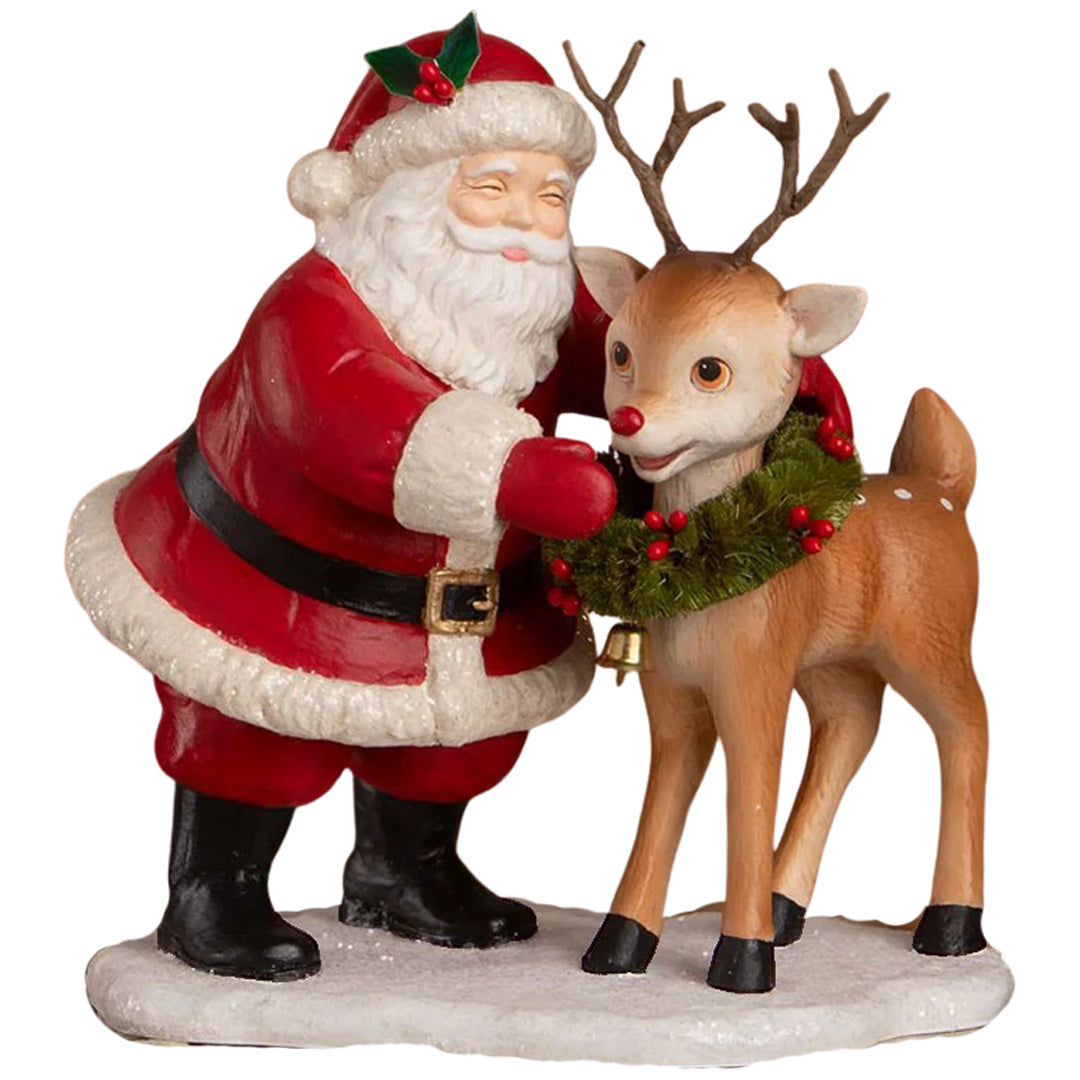 Bethany Lowe HO HO Santa with Rudolph front