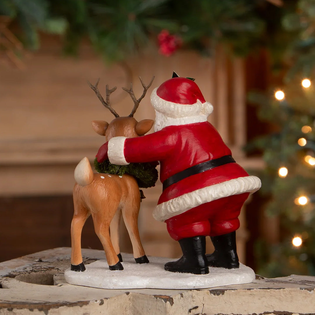 Bethany Lowe HO HO Santa with Rudolph back lifestyle