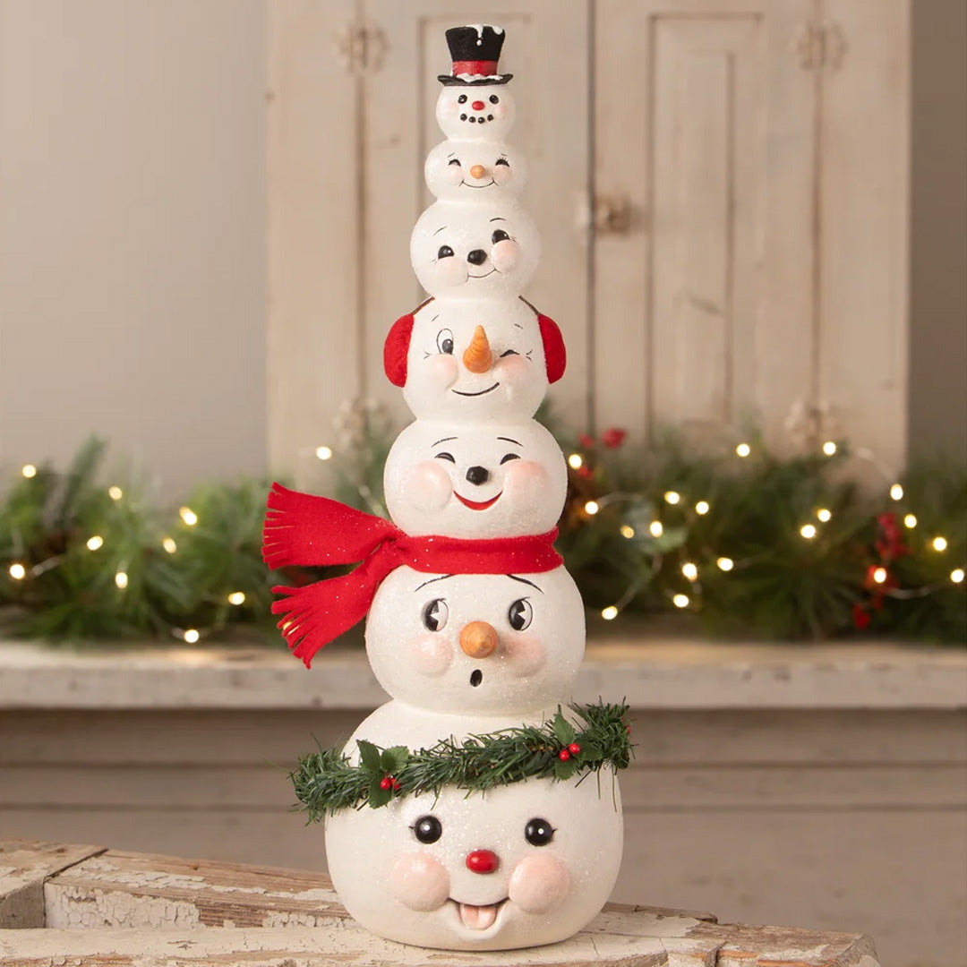 Bethany Lowe Happy Snowman Stack front lifestyle