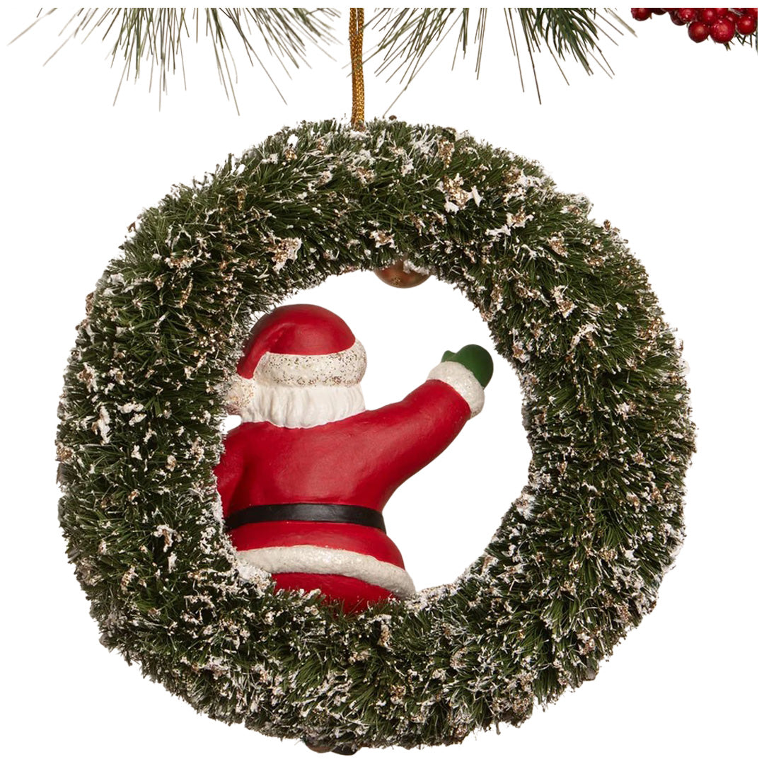 Bethany Lowe Kitschmas Santa in Wreath Ornament back
