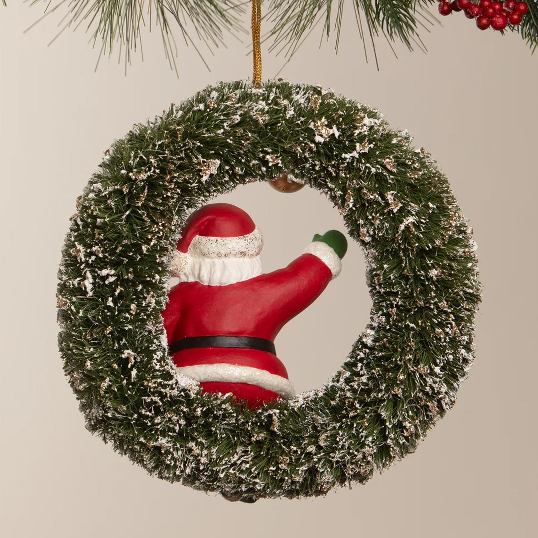 Bethany Lowe Kitschmas Santa in Wreath Ornament back