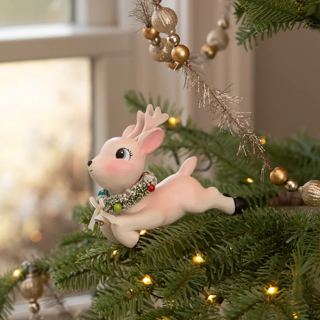 Bethany Lowe Leaping High Pink Reindeer