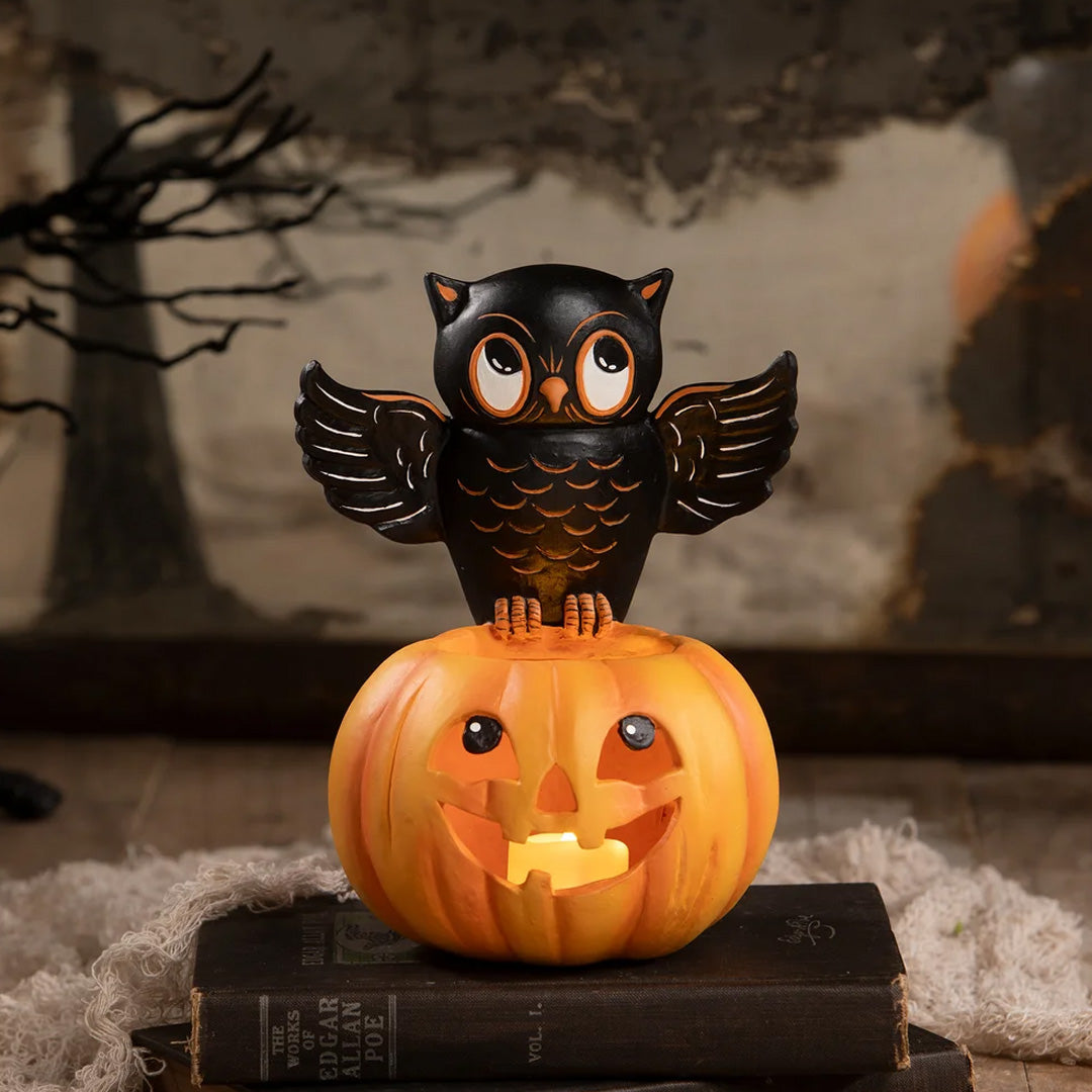 Bethan Lowe Owl on Jack O Lantern front lifestyle 2