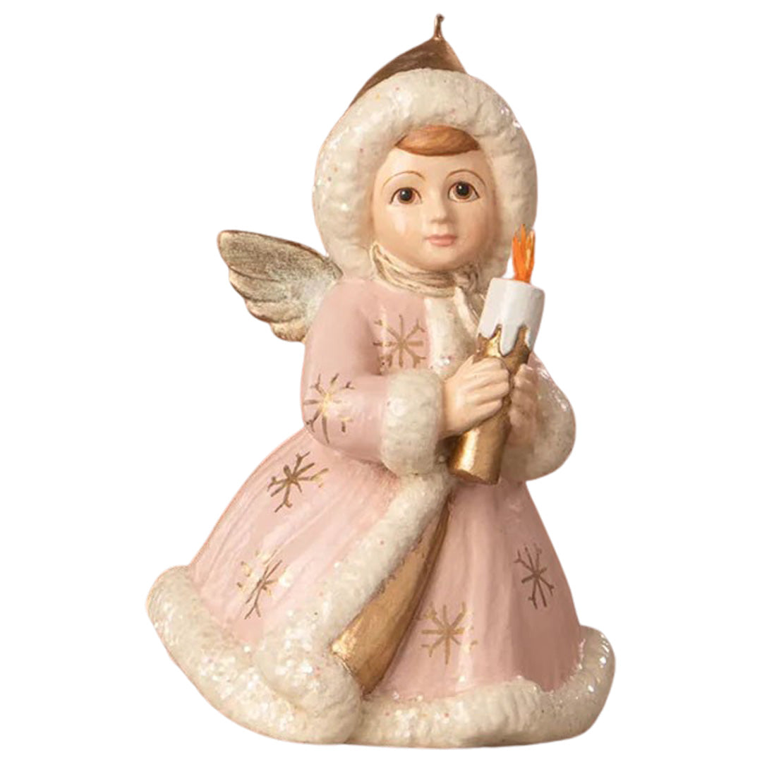 Bethany Lowe Pastel Angel Holding Candle Ornament front