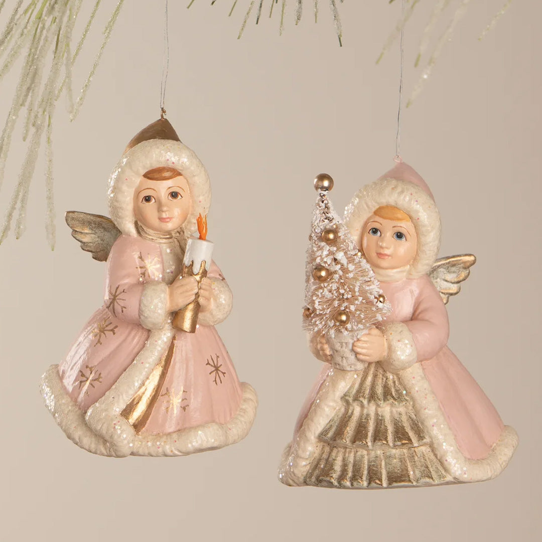 Bethany Lowe Pastel Angel Holding Candle Ornament set