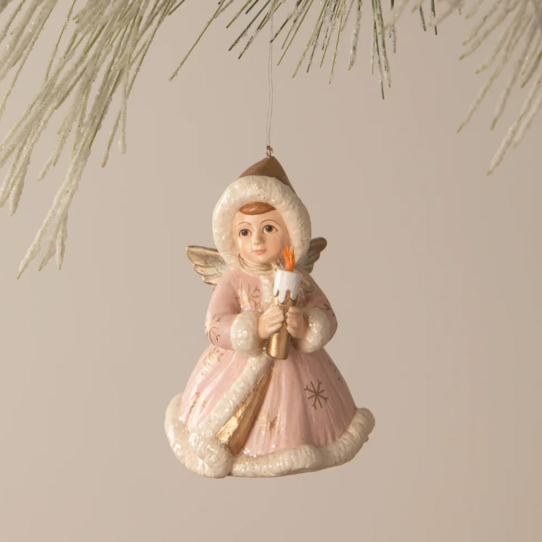 Bethany Lowe Pastel Angel Holding Candle Ornament front