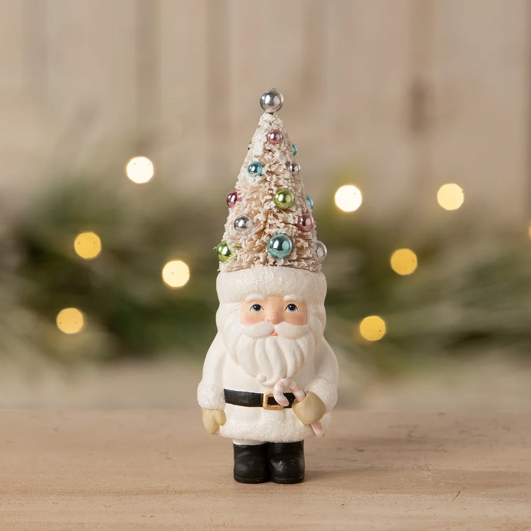Cuddle Decor Bethany Lowe Pastel Tree Santa with Candy front lifestyle