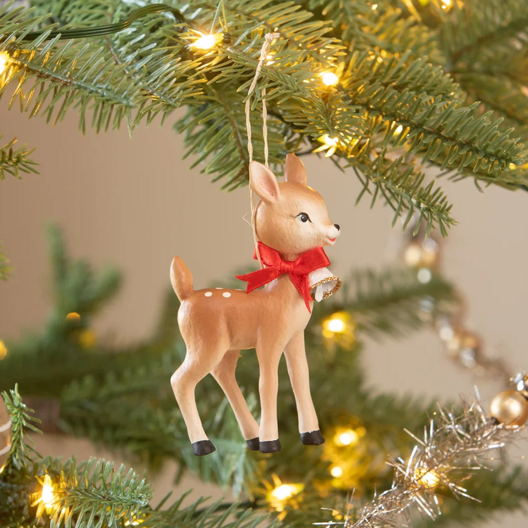 Bethany Lowe Retro Ruby Reindeer Ornament close up