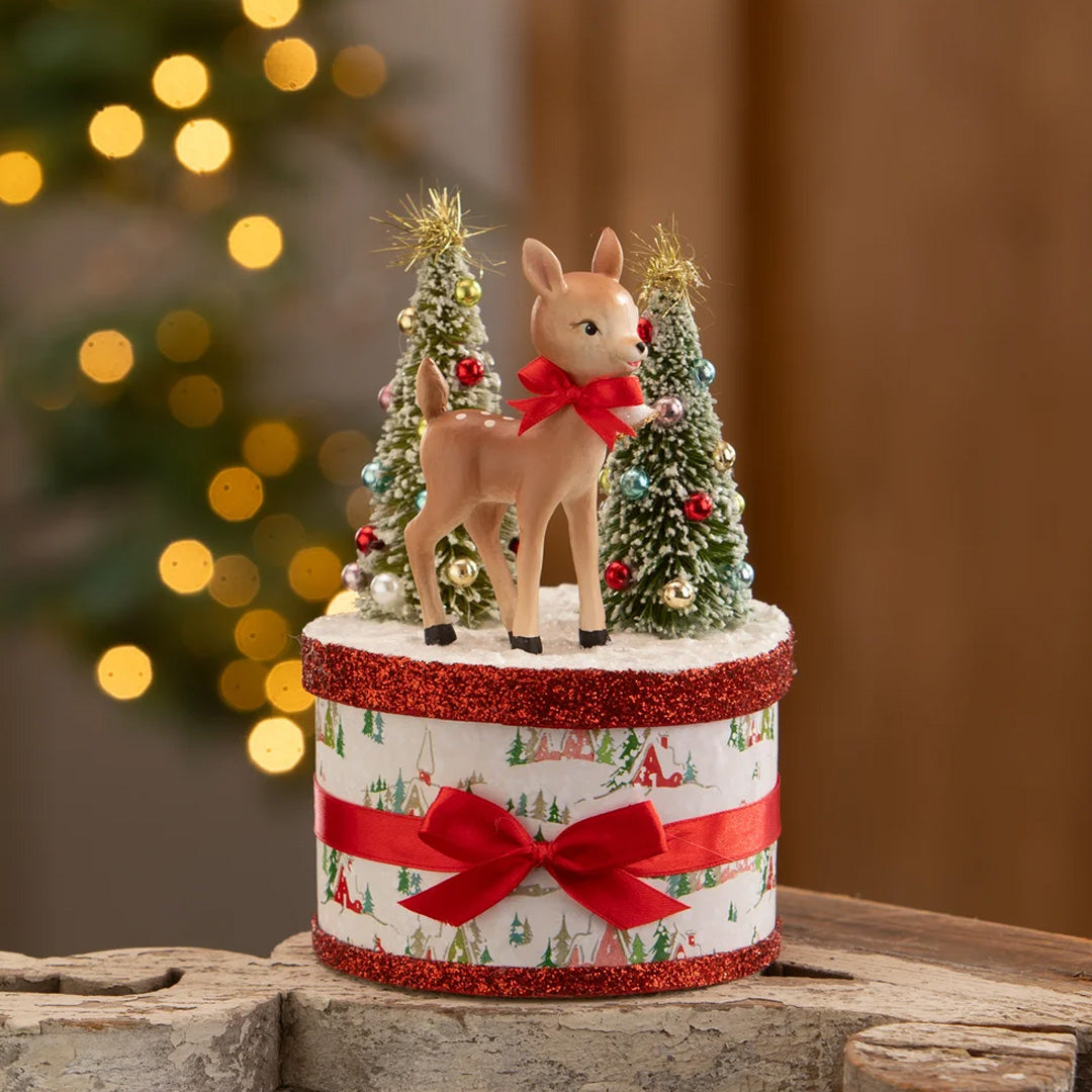Bethany Lowe Retro Ruby Reindeer on Box front close up