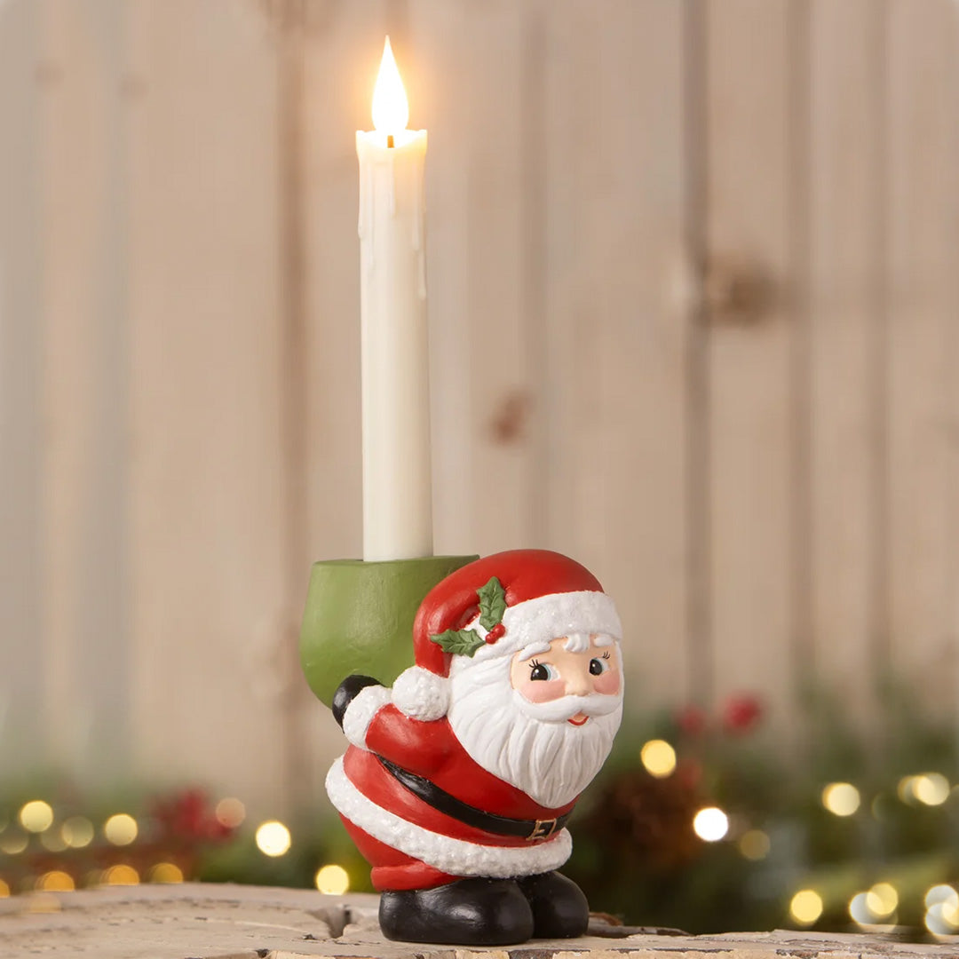 Bethany Lowe Retro Santa Candle Holder front lifestyle