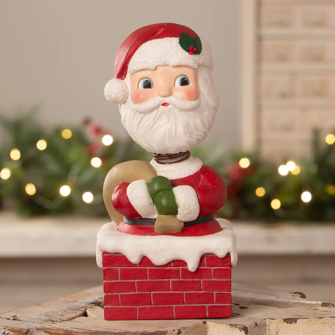 Bethany Lowe Santa Claus Bobble Head front lifestyle