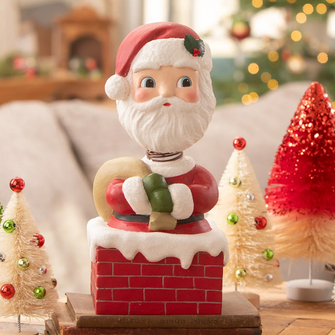 Bethany Lowe Santa Claus Bobble Head front close up