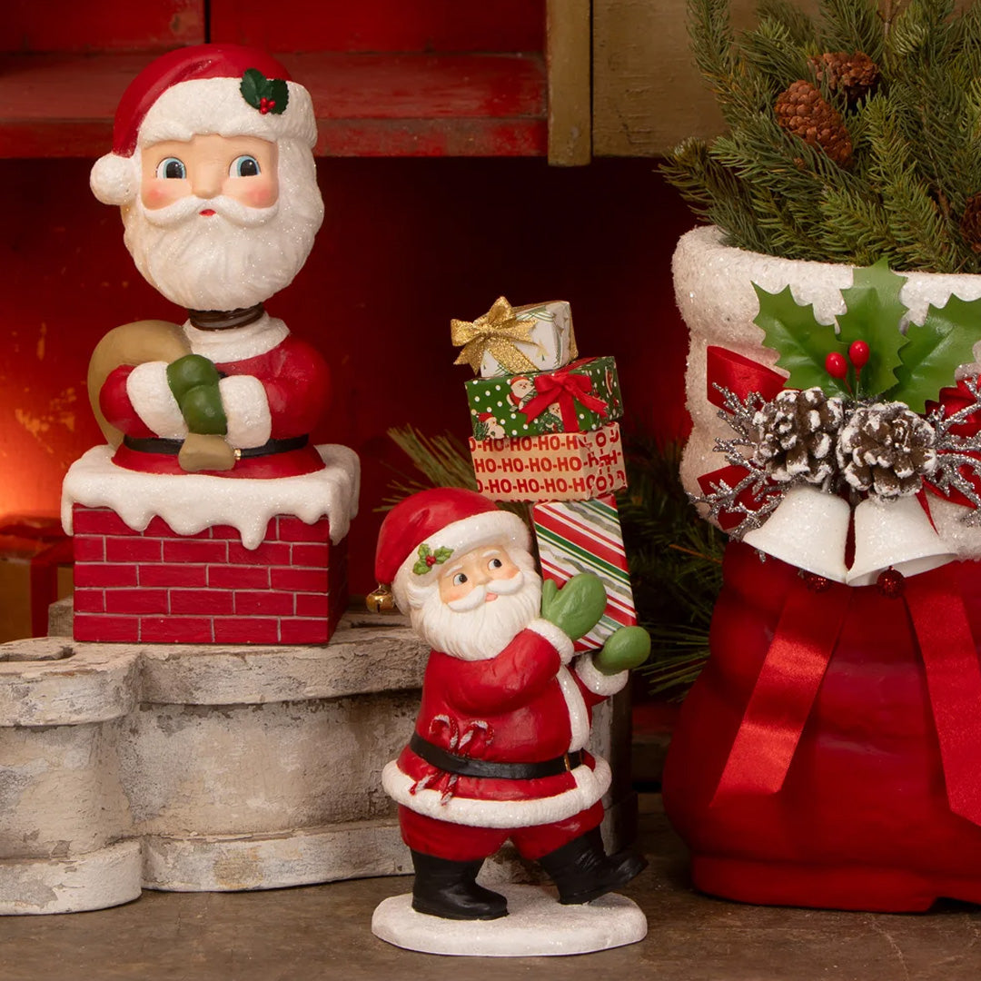 Bethany Lowe Santa Claus Bobble Head set