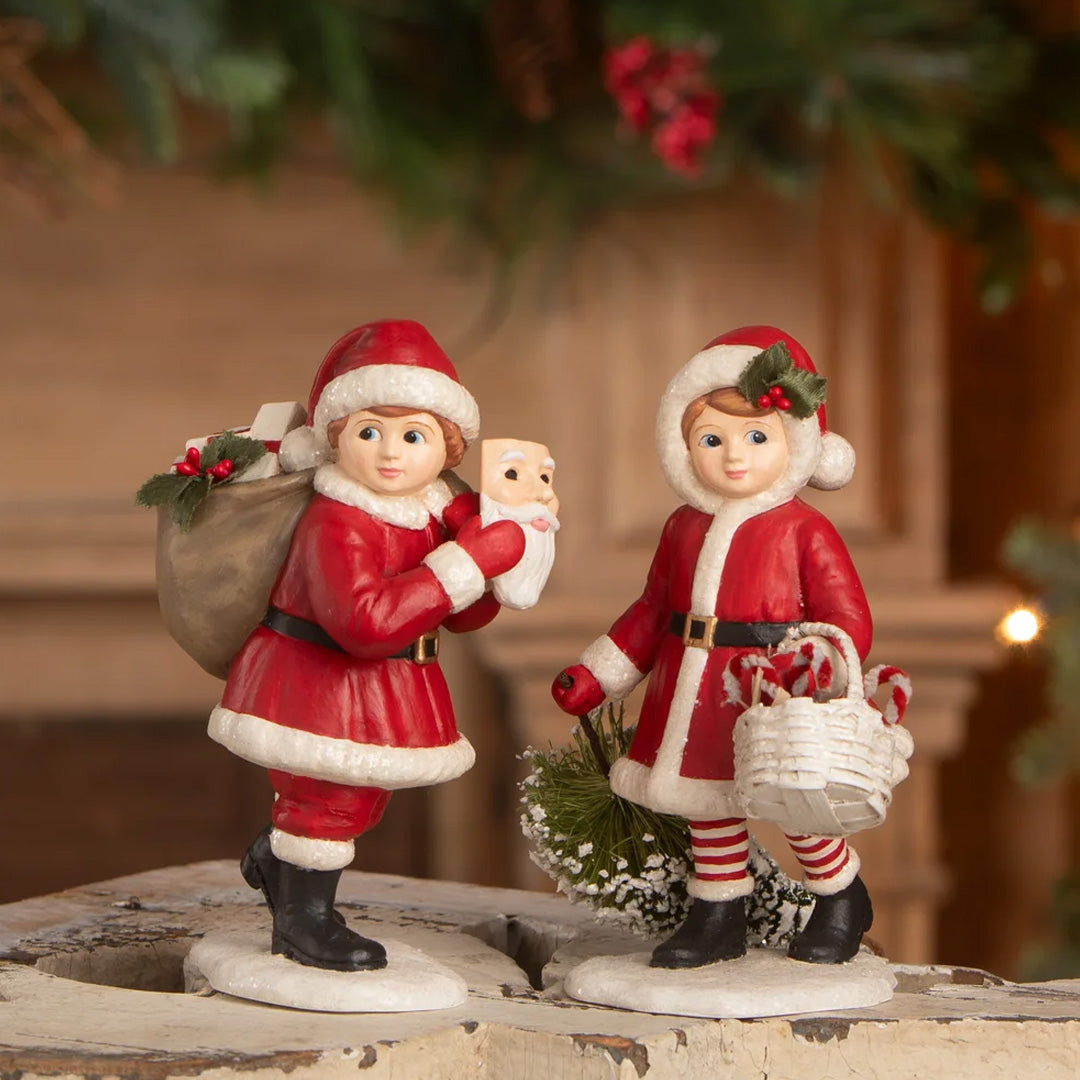 Bethany Lowe Santa Girl Pulling Tree set