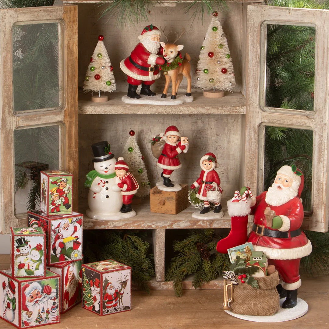 Bethany Lowe Santa Girl Pulling Tree set