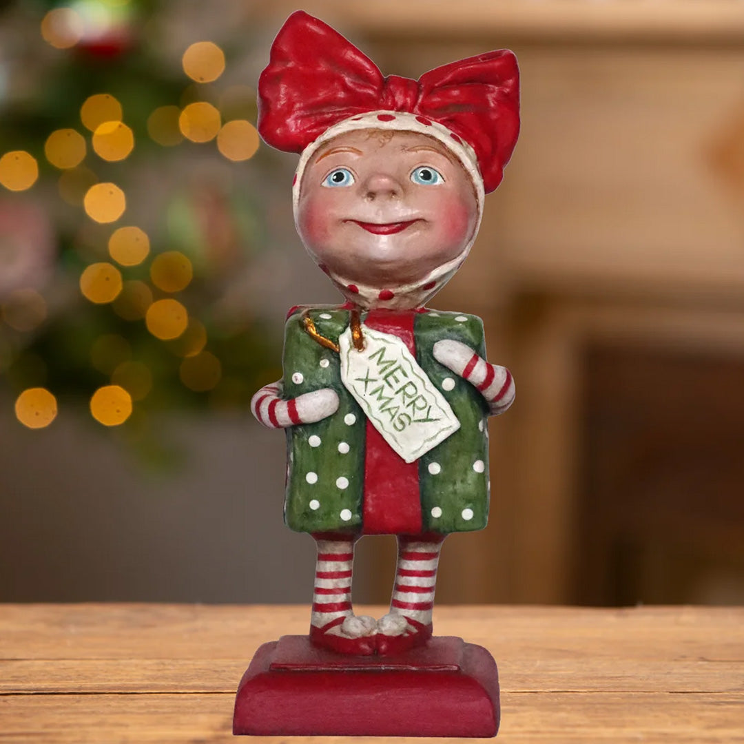 Debra Schoch for Bethany Lowe Surprise Package Girl front lifestyle