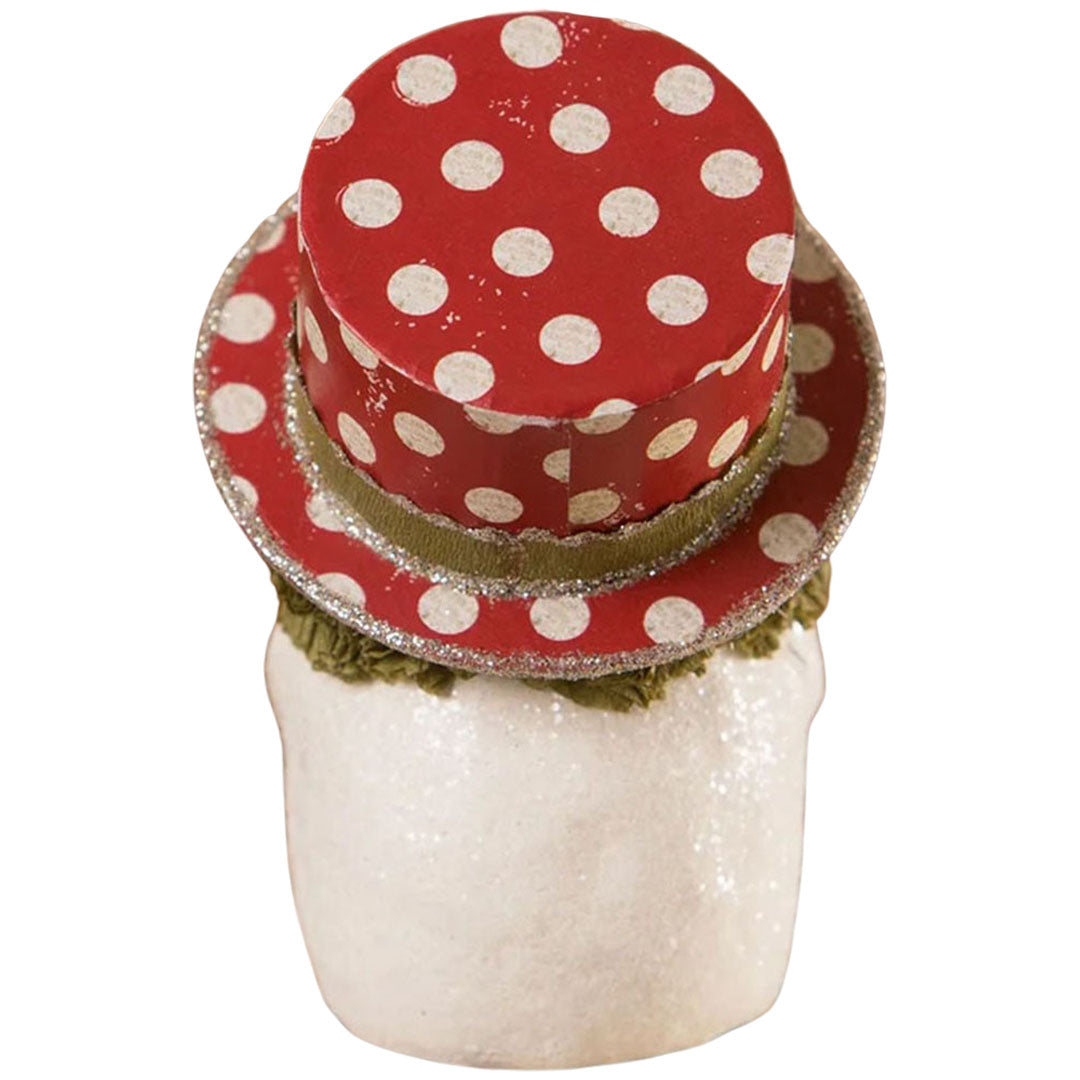 Holly Jolly Top Hat Snow Buddy Christmas Figurine by Michelle Allen back