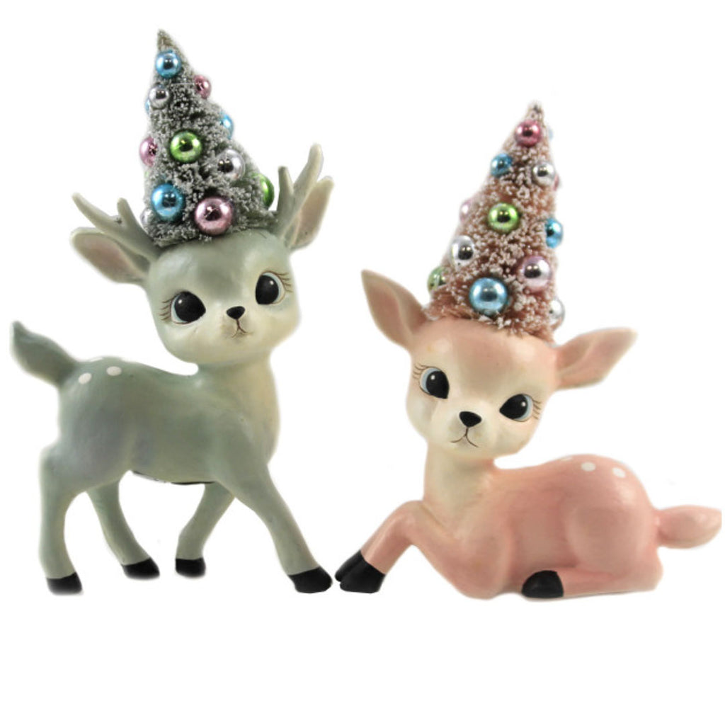 Pastel Reindeer With Trees - Set of 2 by Bethany Lowe Designs front