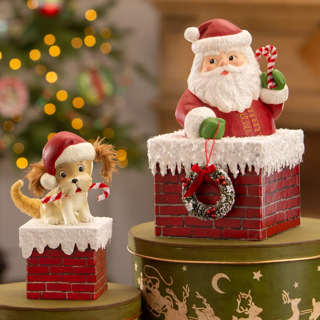 Bethany Lowe Ho Ho Santa Chimney Container set