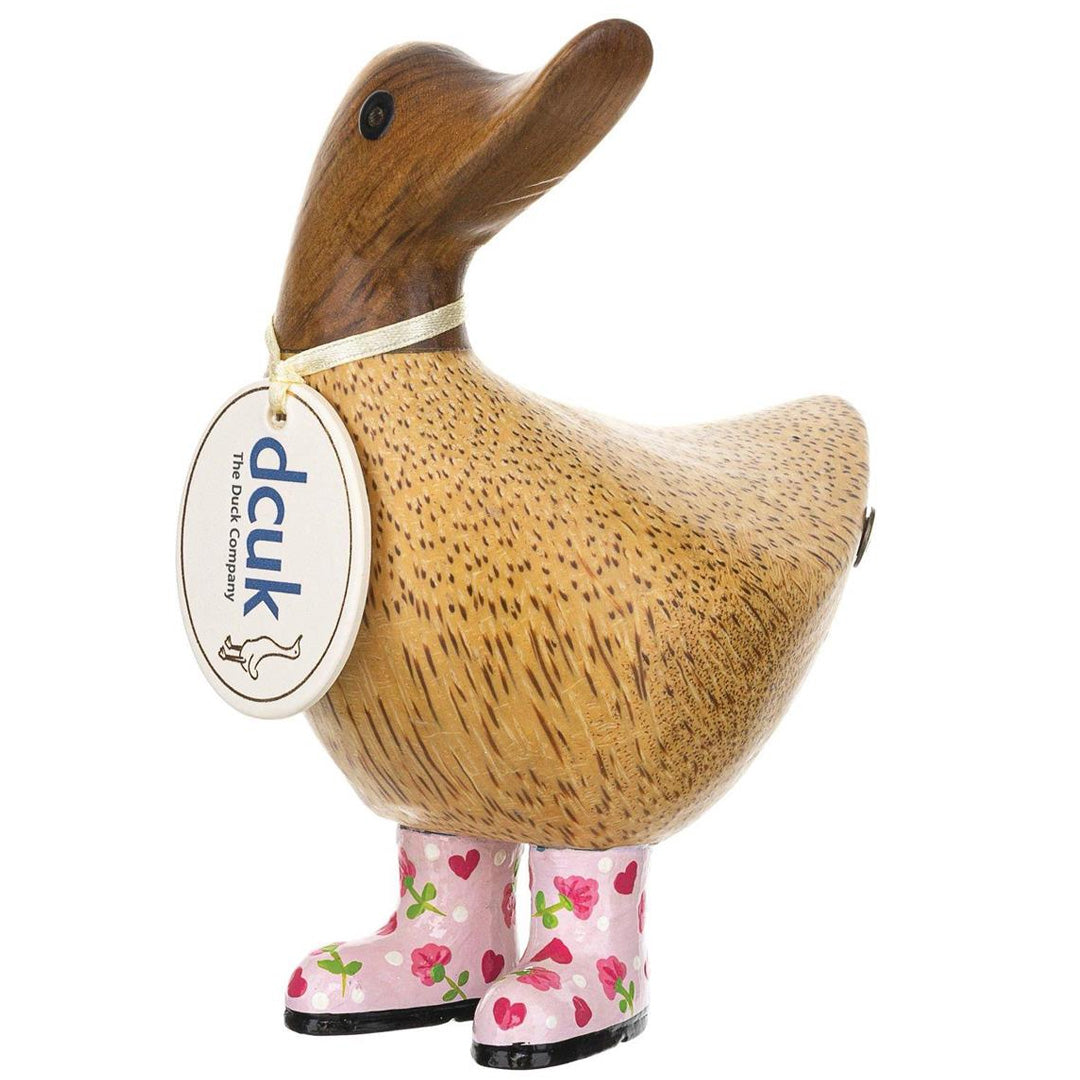 DCUK Floral Boots Ducky PINK 5.7" front