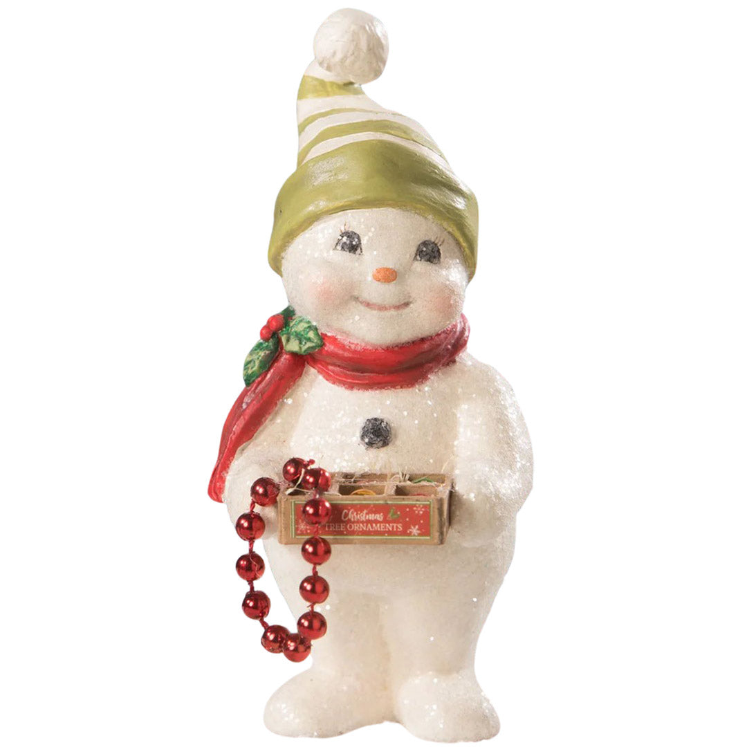 Deck the Halls Snowman 5.75" front white
