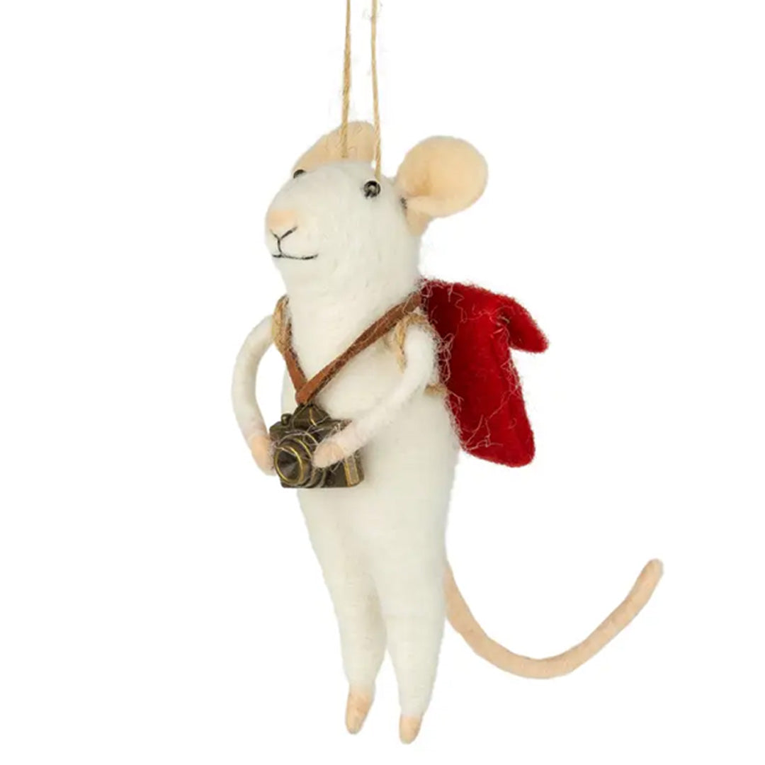 Silver Tree Home and Holiday Mouse Photographer Felt Ornament