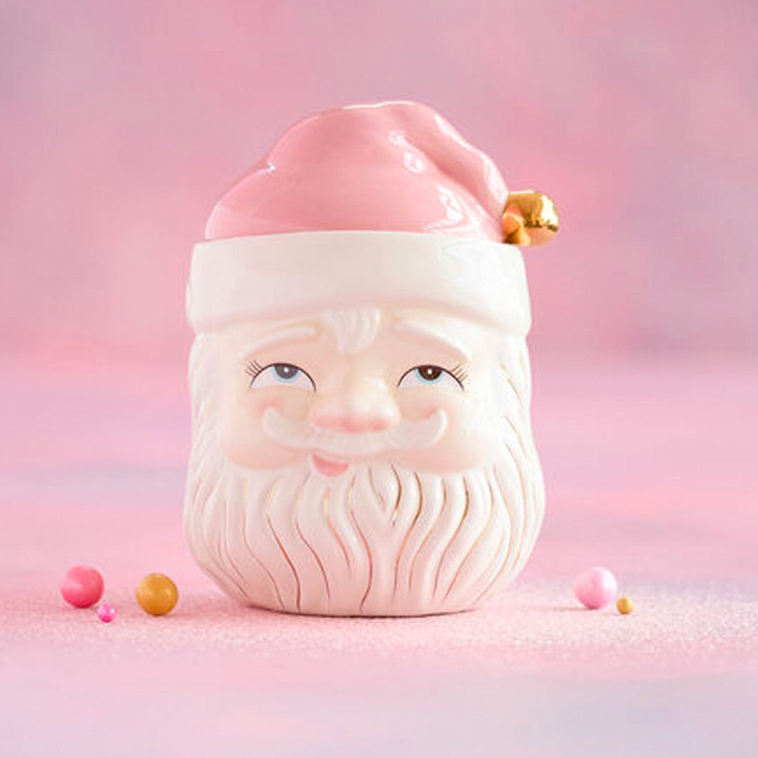 Papa Noel Pink Cookie Jar 12" by Glitterville