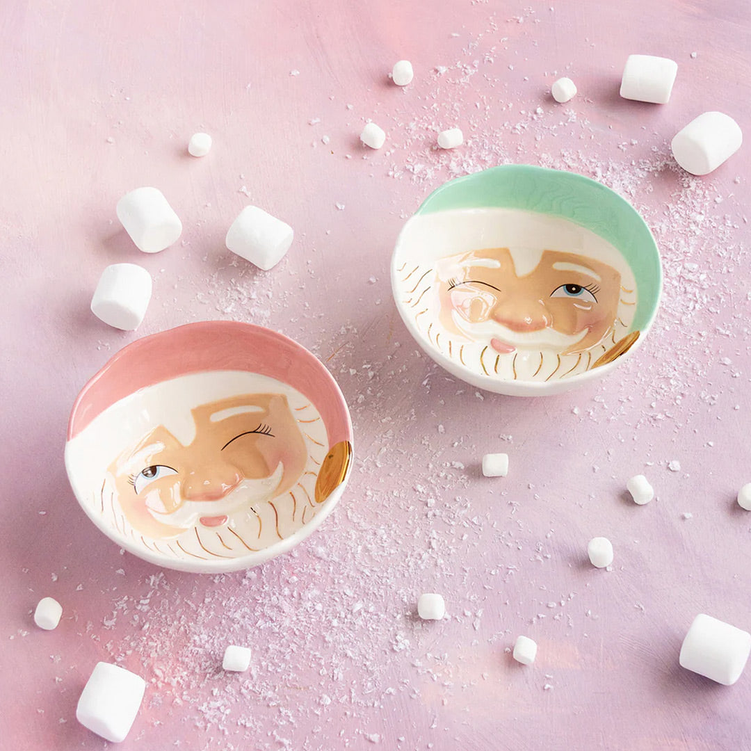Papa Noel Bowl Mint or Pink 6"