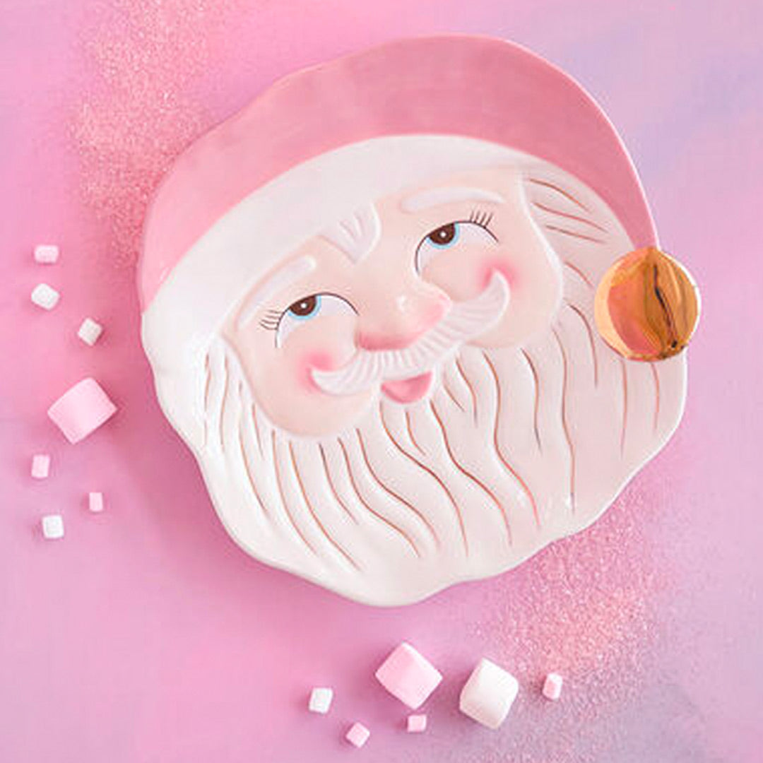 Papa Noel Pink Platter by Glitterville 14"