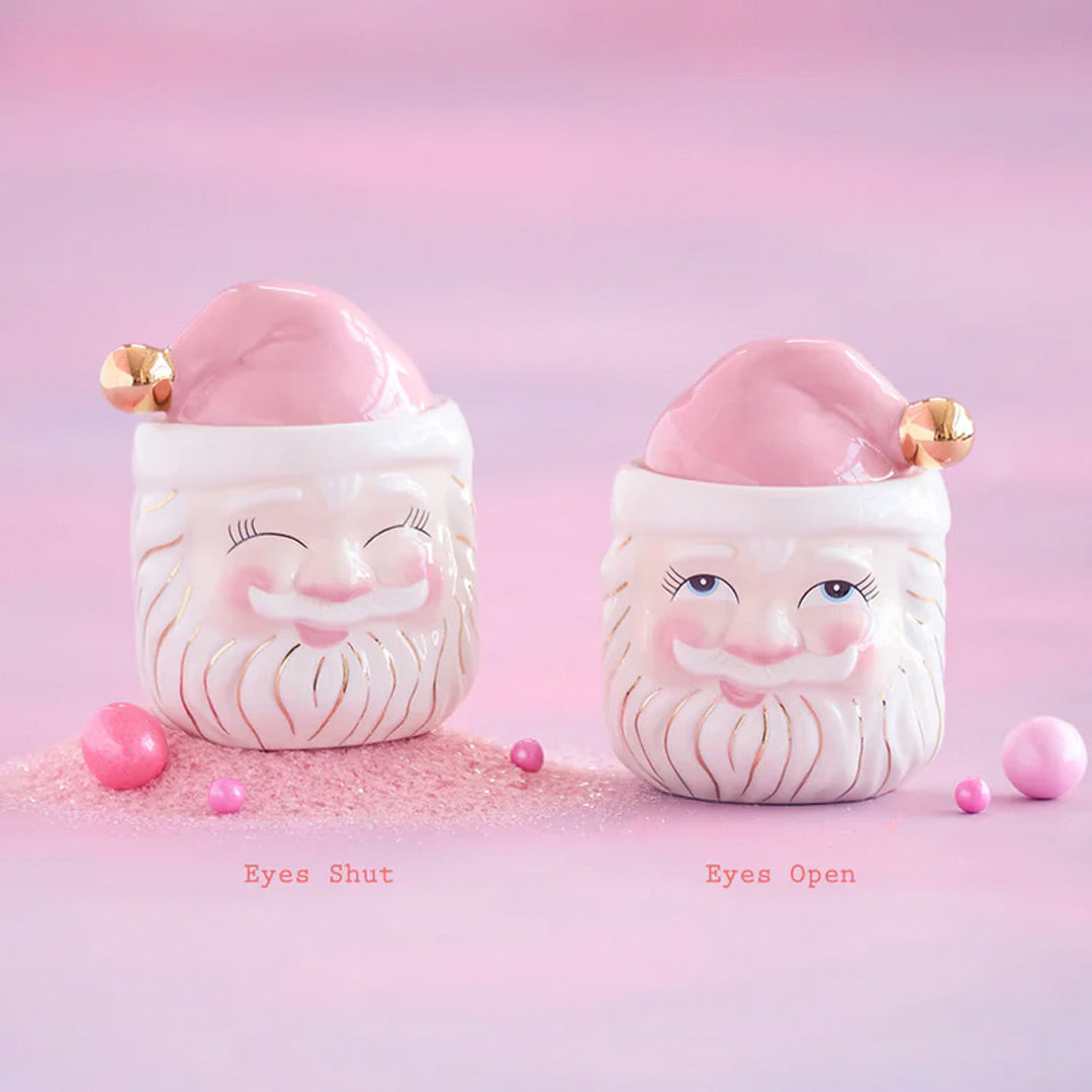 Pink Papa Noel Mini Candy Jar by Glitterville Eyes Open