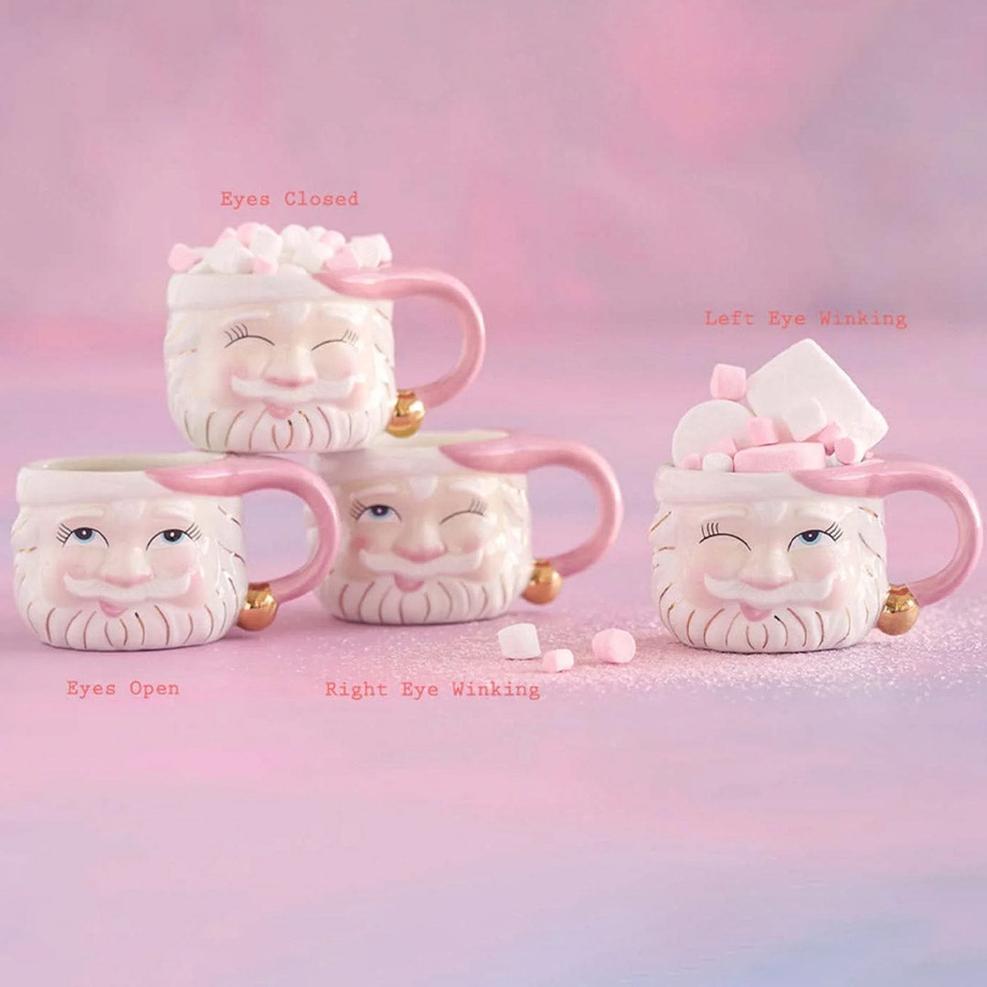 Papa Noel Pink Mug Left Eye Winking - 1 mug Glitterville