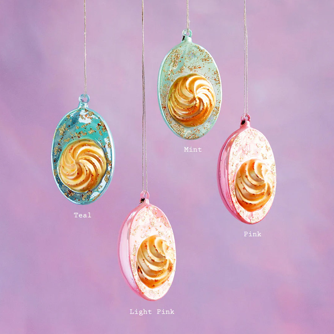 Glitterville Deviled Egg Ornament Light Pink