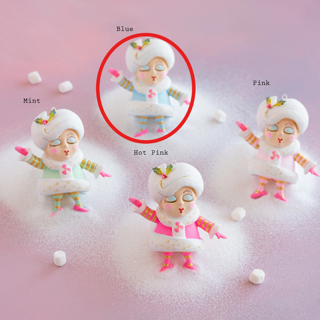 Glitterville Rainbow Mini Madame Noel Ornament blue