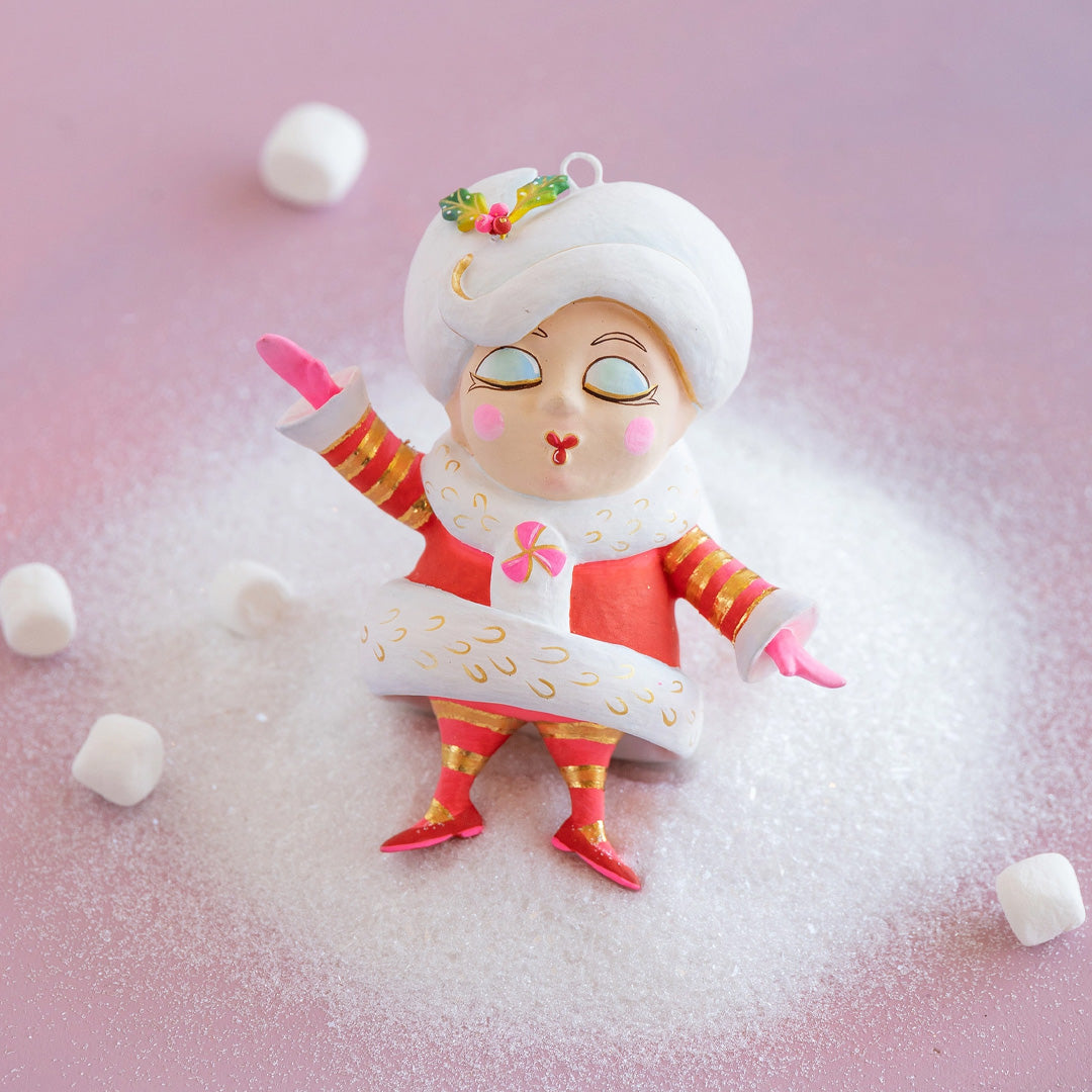 Glitterville Mini Madame Noel Ornament Red