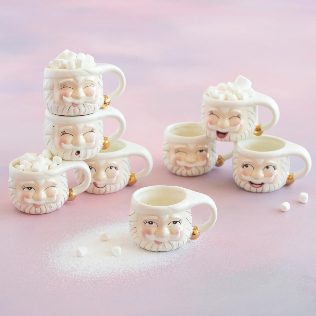 Cuddle Decor Glitterville Papa Noel Mugs - Set of 8