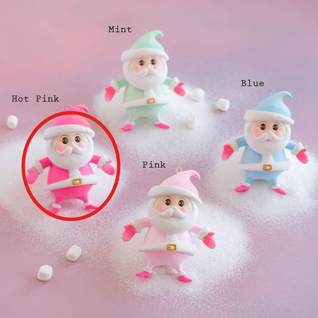 Rainbow Baby Papa Noel Ornament 4.5" by Glitterville Hot Pink