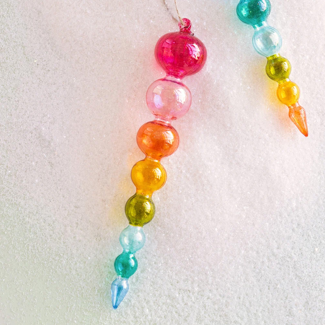 Cuddle Decor Glitterville Rainbow Finial Ornament - Set of 2