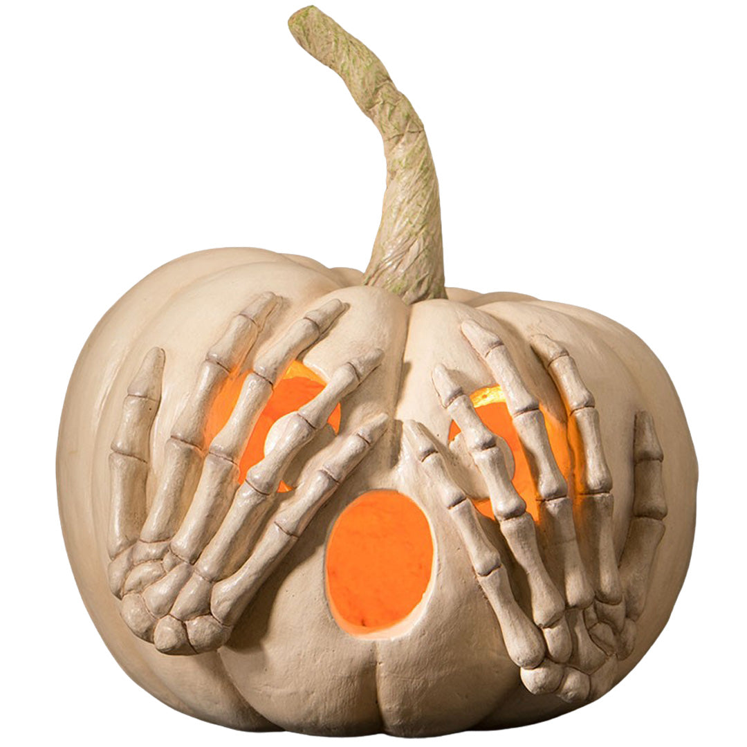 Bethany Lowe Peek-a-Boo Pumpkin White front