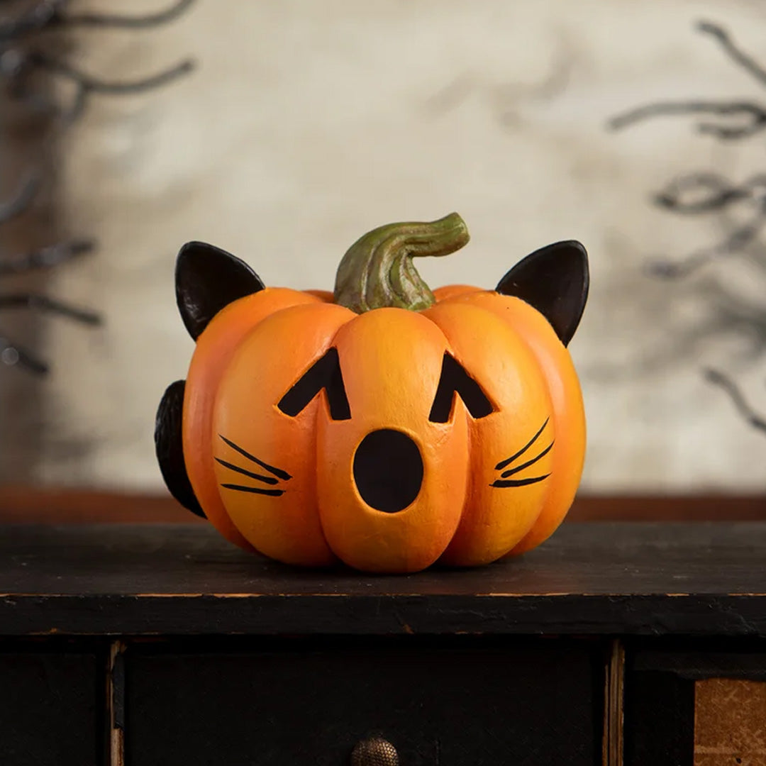 Bethany Lowe Pumpkin Cat Luminary front lifestyle