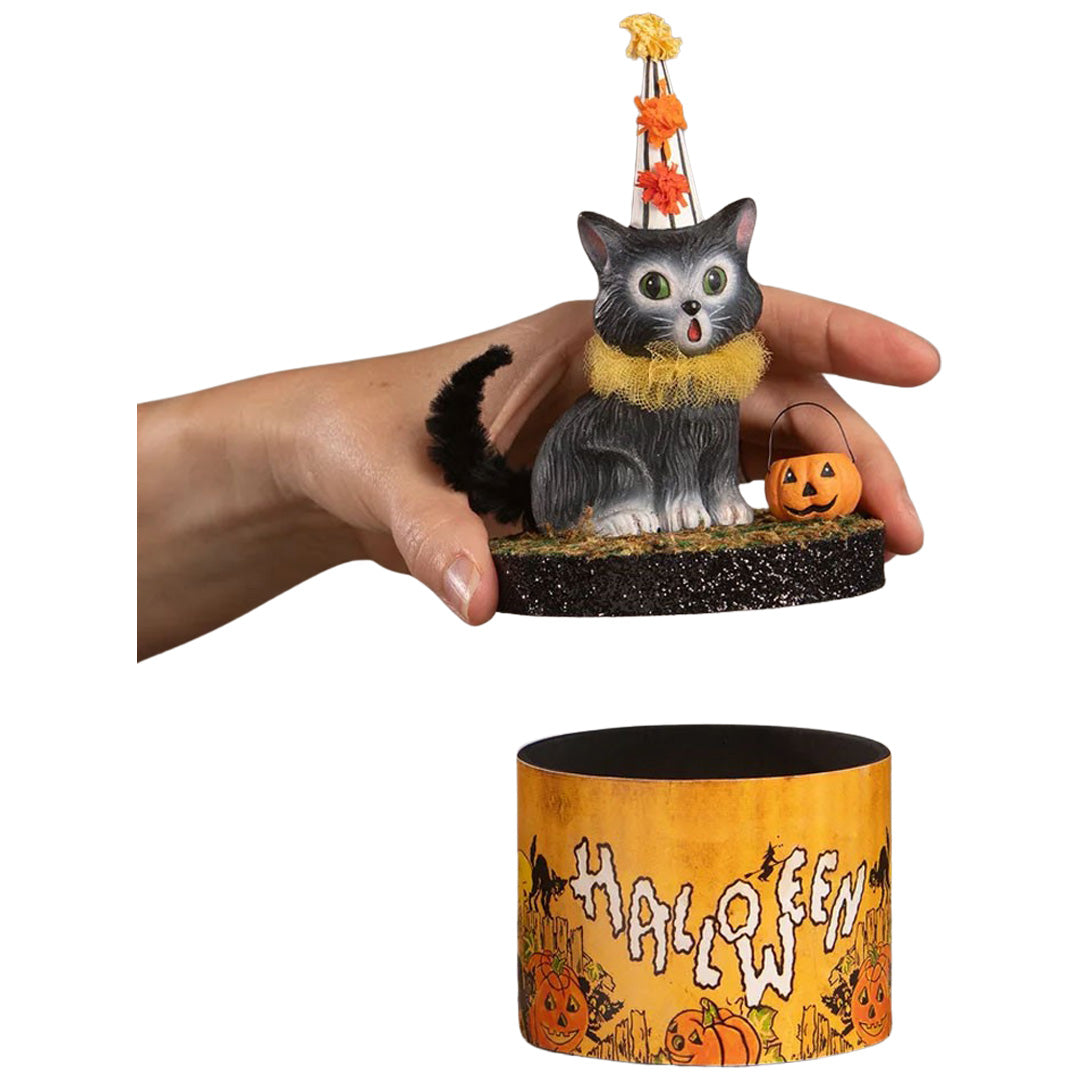 Bethany Lowe Cecil Cat on Box opened