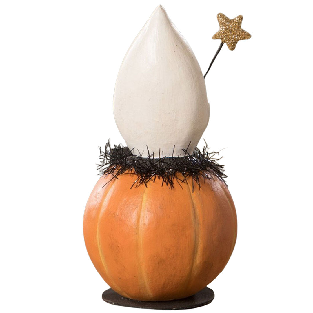 Spooked Ghost in Jack O'Lantern Folk Art Figurine back