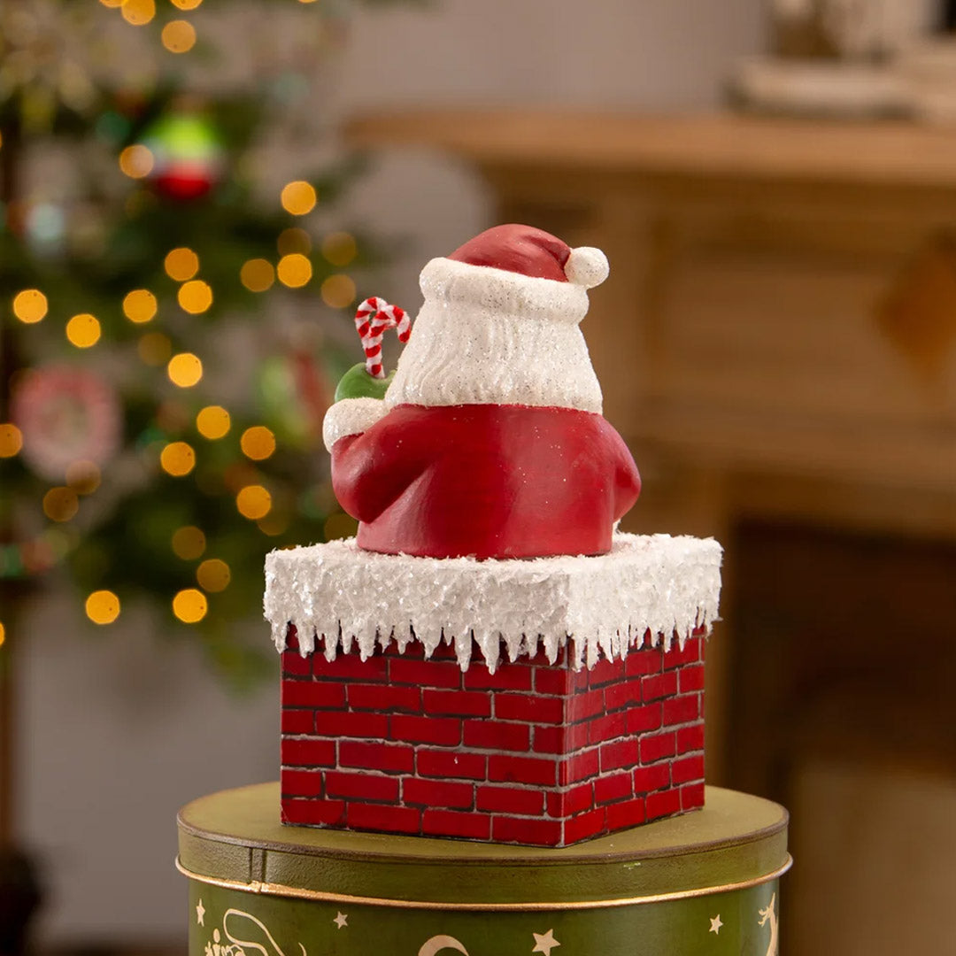 Bethany Lowe Ho Ho Santa Chimney Container back
