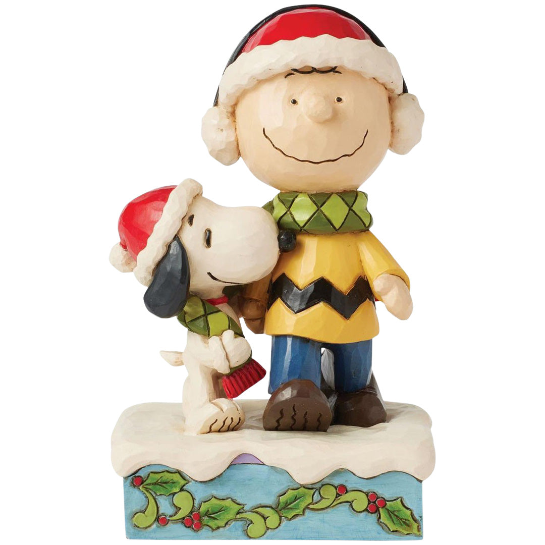 Jim Shore Charlie and Snoopy Wearing Scarf front